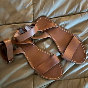 Madewell Brown Leather Boardwalk Sandals with Ankle Strap 9.5 GUC